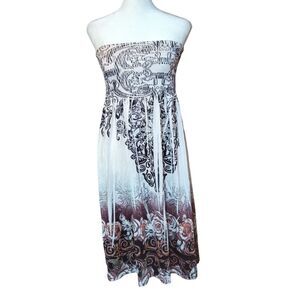 Cristinalove Floral Motif Strapless Tube Top Dress Sz L